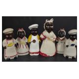 (M) Vtg Japan Ceramic Black Americana Salt/Pepper