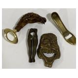 (AM)Vintage Brass and Wood Novelty Bottle