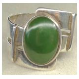 (XX) Vtg. Sterling Silver Jade Ring