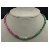 (XX) 14K Gold Clasp Unpolished Jade Necklace