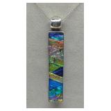 (XX) Sterling Silver Glass Pendant Necklace