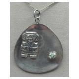 (XX) Vtg. Columbian 900 Silver Emerald Pendant