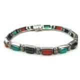 (XX) Sterling Silver Multi Stone Bracelet