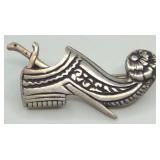 (XX)Antique 800 Silver European Jester Shoe Brooch