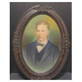 (AA) Oval Wood Framed Portrait Print. Measures
