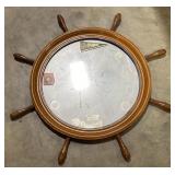 (M)Wooden Nautical Ship Wheel Hanging Mirror