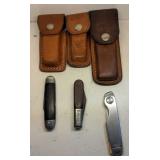 (BC) Lot of Pocket Knives w Cases up to 4"L.