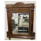(BS) Vintage Dresser Top Wooden Mirror w/ Swivel