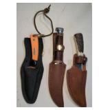(BC) Lot of Fixed Blade Knives and Holsters.