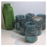 (AL) Lot of Vtg Ball Aqua Blue Ideal Mason Jars