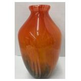 (FG) Orange Art Glass Vase 10" tall