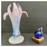 (TU) Murano pastel petal Vase approx 8" with