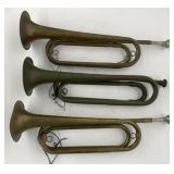 (BA) Vintage Brass Military Bugles  2 U.S