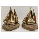 (AB) PM Craftman Brass Sailboat Bookends (6"