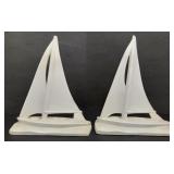 AB) Cast Aluminum Sail Boat Bookends (8" Tall)