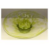 (BA) Yellow Hand Made Art glass Bowl made by