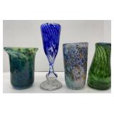 (BA) Multi-Colored Hand Blown Art Glass vases by