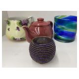 (FG) Vintage Glassware including Swirl vase and