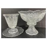 (BA) Pressed Punchbowl, Vase, and Plate