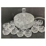 (BA) Crystal Cut Punch Bowl with 12 cups