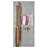 (TB) Vtg 48 Star American Flag w/ Pole & Eagle