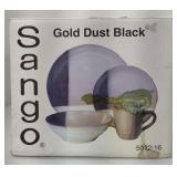 (AB) Sango Gold Dust Black 16Pc Dinnerware Set