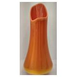 (KC) Vtg L.E. Smith Bittersweet Orange Slag Vase