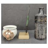 (BA) Vtg Ink Pen w/ Marble Base (4×10×4) & Vtg