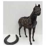(Hi) leather wrapped horse approx 9in h and