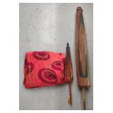 (BA) Vtg Japan Bamboo Parasol w/Colorful Circles