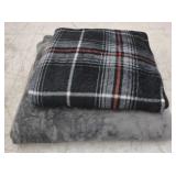 (TB) Plush Blankets Black (64×89) & Gray (88×85)