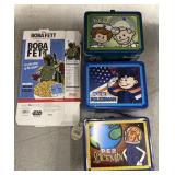 (TU) PEZ lunch boxes and FUNKO cereal box covers