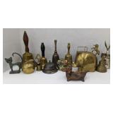 (MN) Metal bells, Bank, dish, and figurine