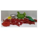 (MN) candy dish, canning utensil, cookie cutters