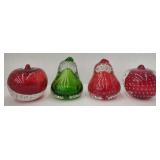 (AB) Vtg Art Glass Paperweights Inc, Red Apples