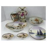 (BA) Nippon Glassware including Vases and Bowls