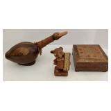 (MN) Vtg. Leather Duck Wine Decanter (13" Long) &