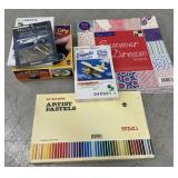 (BA) Art pastels, aircraft model and craft items