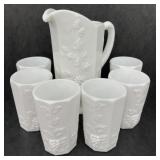 (BA) Westmoreland Pitcher 9" tall and glass 4"