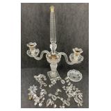(BA) Vintage Crystal Candelabra 18" tall missing