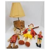 (IN) Pinocchio puppets, toys and lamp