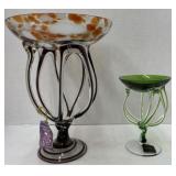 (FG) Makora Art Glass bowls 11" and 6 1/2"