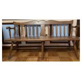 Two Person Wood Bench with decorative spindles