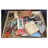 Lot of Assorted Tools Including Level, Drill