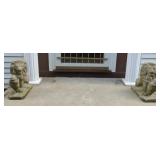 Pair of 20" Concrete Lion Statues.  Bidding on