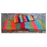 Pair of Hand Crocheted Afghans-Striped.  Bidding