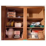 Contents of Cabinet Including Cookie Jar, Art