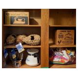 Contents of Cabinet Including Cheese Tray With