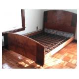 Art Deco Full Size Bed w/Burled Oak & Inlayed