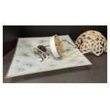 Vtg Ceiling Light Fixture & Lamp Shade